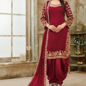 Heavy Embroidered Maroon Salwar Kameez with Dupatta
