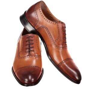 Hand-Finished Tan Leather Oxford Shoes