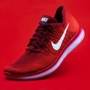 Red Breathable Knit Running Shoes