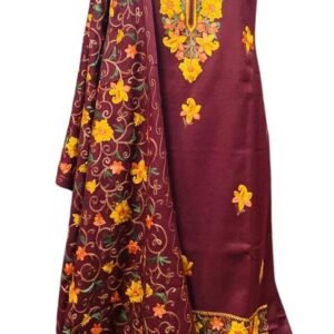 Wine/Maroon Suit with Yellow Floral Embroidery