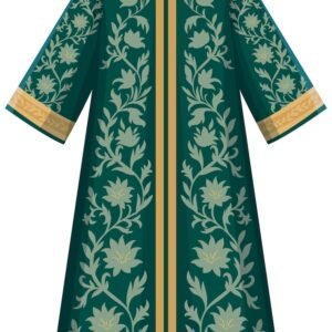 Bottle Green Long Kurti with Vertical Floral Vine Print