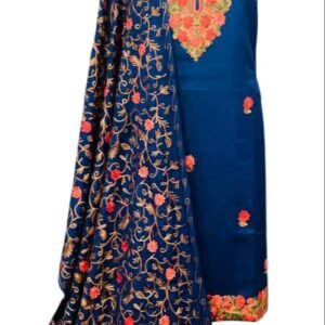 Deep Blue Suit with Multicolor Floral Embroidery
